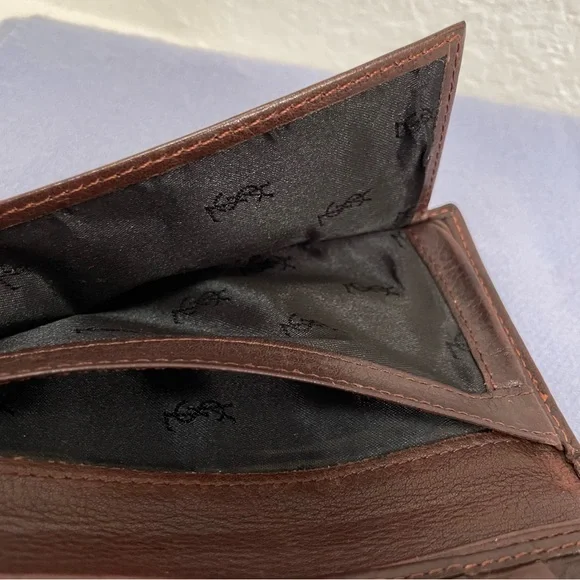 YSL• VTG Leather Pocket Secretary Wallet & Wool/Cashmere Scarf Accessory Bundle